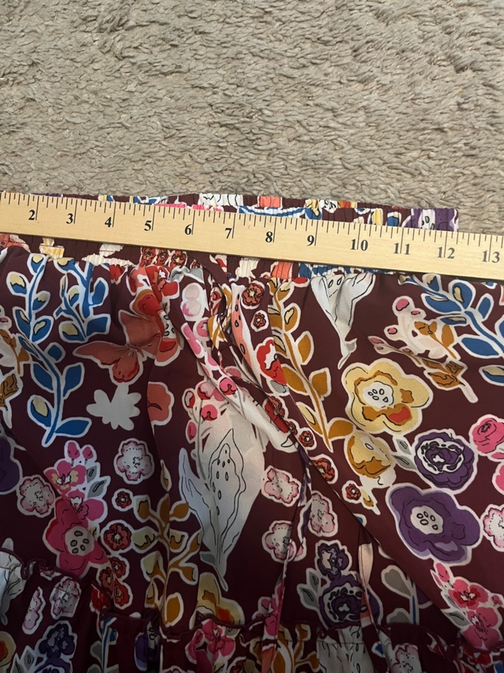 Tiered Floral Maxi Skirt in Burgundy - Picture 3 of 7